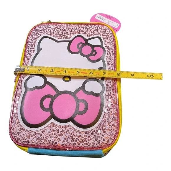 Hello Kitty Insulated Lunch Bag Softshell Sparkle Zip‎ Around 10x8 Inch Academia - Picture 9 of 9